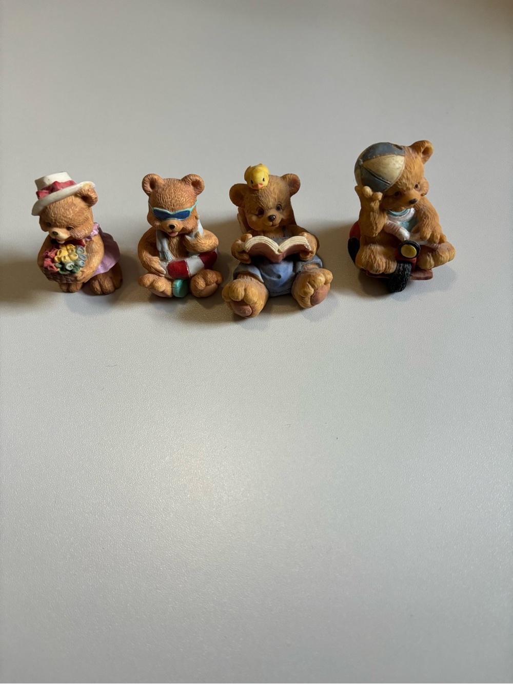 Set of 4 Small Brown Bear Figurines - Assorted Activities